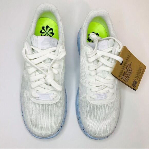 New! Nike Air Force 1 Crater FlyKnit White Blue Women’s Sneakers Shoes - Picture 10 of 15
